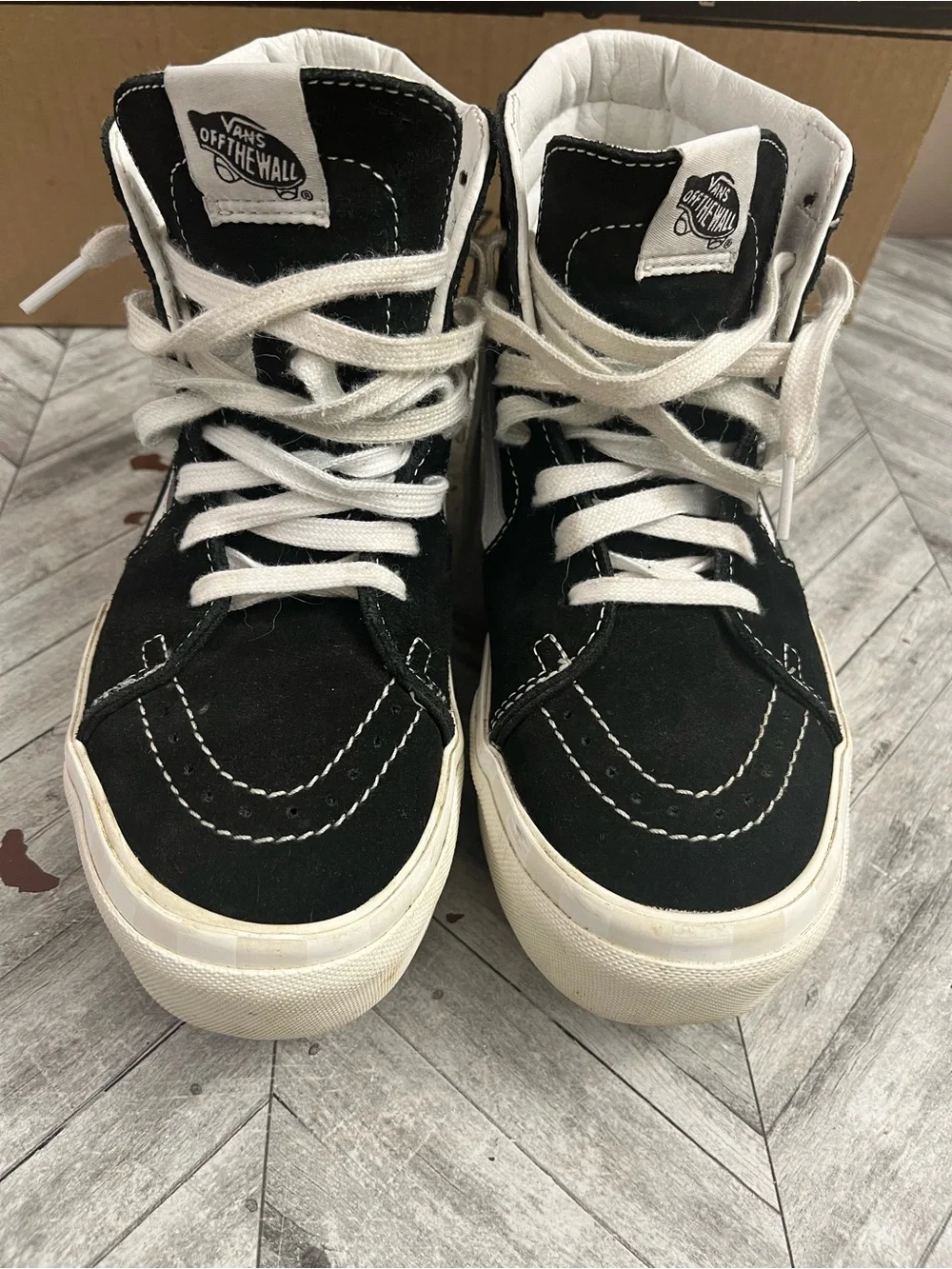 Vans Black & White High-Top Platform Lace-Up Sneakers with Gum Outsole